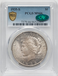 1935-S Silver Peace Dollar PCGS MS66 CAC