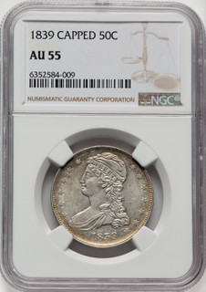 1839 50C REED EDGE Reeded Edge Half Dollar NGC AU55