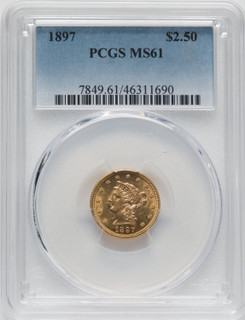 1897 $2.50 Liberty Quarter Eagle PCGS MS61