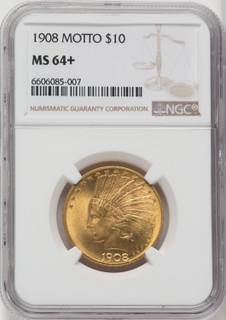 1908 $10 MOTTO NGC Plus Indian Eagle NGC MS64+