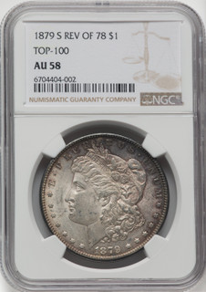 1879-S $1 Reverse of 1878 Morgan Dollar NGC AU58
