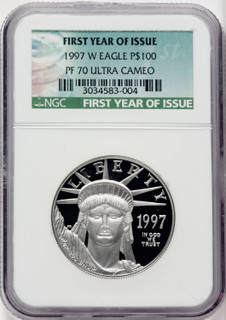 1997-W $100 One-Ounce Platinum Eagle First Year Issue NGC PF70