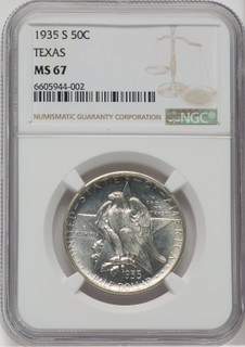 1935-S 50C Texas Commemorative Silver NGC MS67