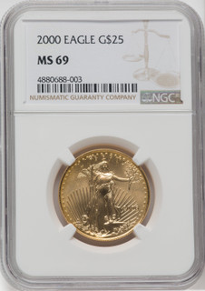 2000 $25 Half-Ounce Gold Eagle NGC MS69