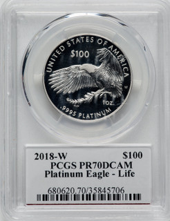 2018-W $100 One Ounce Platinum Eagle Life Moy PCGS PR70