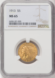 1913 $5 Indian Half Eagle NGC MS65