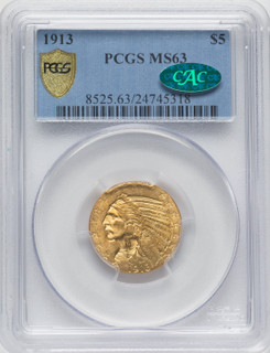 1913 $5 Indian Half Eagle PCGS MS63 CAC