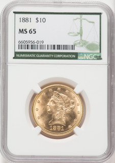 1881 $10 Liberty Eagle NGC MS65