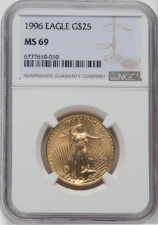 1996 G$25 Half-Ounce Gold Eagle NGC MS69