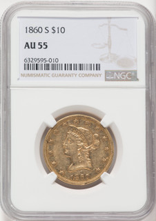 1860-S $10 Liberty Eagle NGC AU55