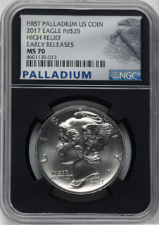 2017 $25 Palladium High Relief First Strike NGC MS70