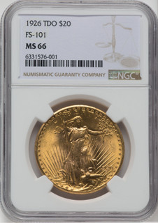 1926 $20 Tripled Die Obverse FS-101 Saint-Gaudens Double Eagle NGC MS66