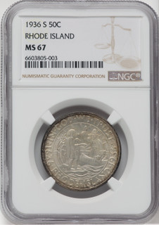 1936-S 50C Rhode Island Commemorative Silver NGC MS67