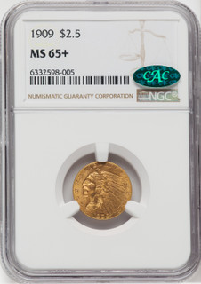 1909 $2.50 CAC NGC Plus Indian Quarter Eagle NGC MS65+