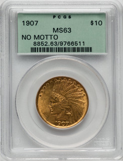 1907 $10 No Motto Indian Eagle PCGS MS63