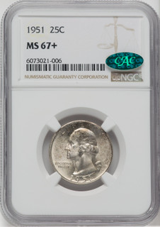 1951 25C Washington Quarter NGC MS67+ CAC