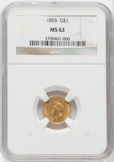 1855 G$1 Type Two Gold Dollar NGC MS62