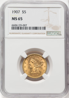 1907 $5 Liberty Half Eagle NGC MS65