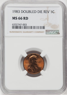 1983 1CDoubled Die Reverse RD Lincoln Cent NGC MS66