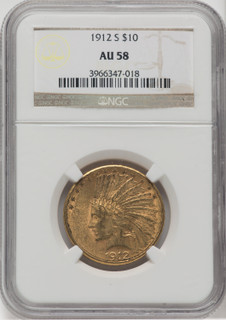1912-S $10 Indian Eagle NGC AU58