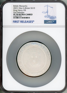 Charles III silver Proof  King Henry VIII  10 Pounds (10 oz) 2023 PR70 Ultra Cameo NGC World Coins NGC MS70