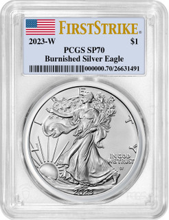 2023-W Burnished Silver Eagle First Strike Flag PCGS MS70