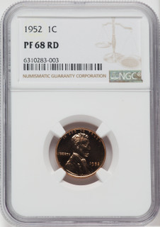 1952 1C RD Proof Lincoln Cent NGC PR68