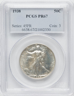 1938 50C Proof Walking Liberty Half Dollar PCGS PR67