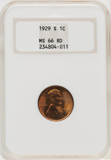 1929-S 1C RD Lincoln Cent NGC MS66