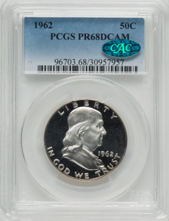 1962 50C CAC Proof Franklin Half Dollar PCGS PR68