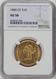 1880-CC $10 Liberty Eagle NGC AU58
