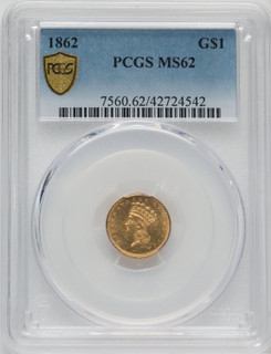 1862 G$1 Gold Dollar PCGS MS62