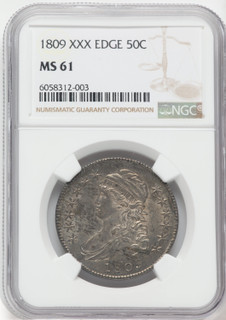 1809 50C XXX EDGE Bust Half Dollar NGC MS61