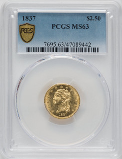 1837 $2.50 Classic Quarter Eagle PCGS MS63