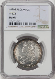 1830 50C Large 0 O-122 Bust Half Dollar NGC MS64