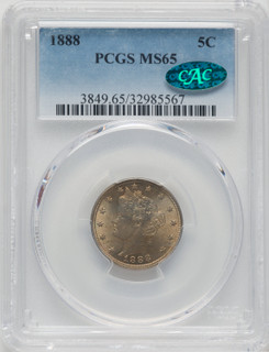 1888 5C CAC Liberty Nickel PCGS MS65