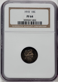 1910 10C Proof Barber Dime NGC PR64