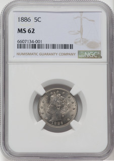 1886 5C Liberty Nickel NGC MS62