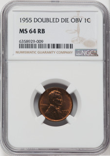 1955 1C DDO FS-101 RB Lincoln Cent NGC MS64