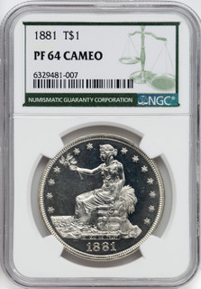 1881 T$1 CA Proof Trade Dollar NGC PR64