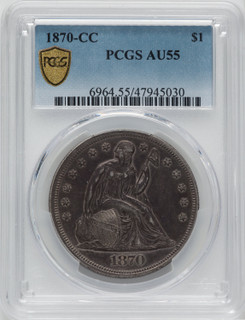 1870-CC S$1 Seated Dollar PCGS AU55