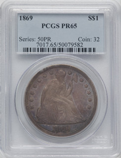 1869 S$1 Proof Seated Dollar PCGS PR65