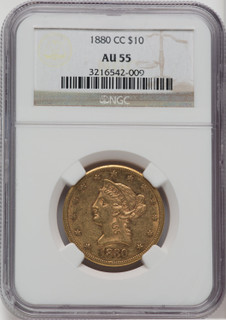 1880-CC $10 Liberty Eagle NGC AU55