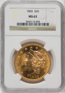 1865 $20 Liberty Double Eagle NGC MS63
