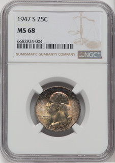 1947-S 25C Washington Quarter NGC MS68