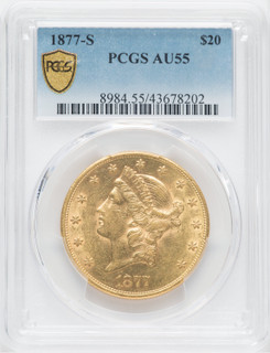 1877-S $20 Liberty Double Eagle PCGS AU55
