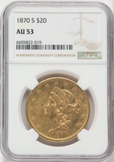 1870-S $20 Liberty Double Eagle NGC AU53