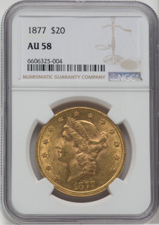 1877 $20 Liberty Double Eagle NGC AU58