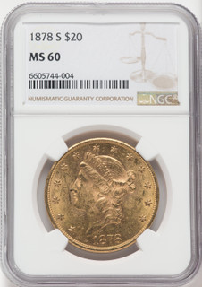 1878-S $20 Liberty Double Eagle NGC MS60