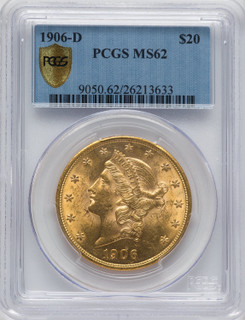 1906-D $20 Liberty Double Eagle PCGS MS62 1906-D $20 Liberty Double Eagle PCGS MS62